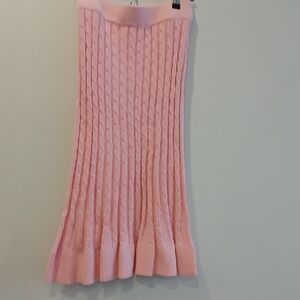 525 America Pink Cable-Knit Midi Skirt